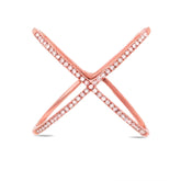 0.18ct 14k Rose Gold Diamond Lady's "X" Ring Size 5.75